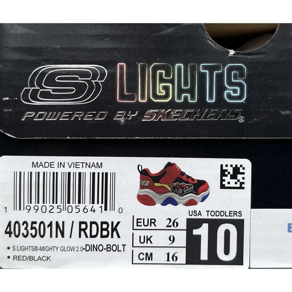 Skechers Toddler Boys Light-up Athletic Shoes Size 10 Slip-on Sneakers Black Red - Picture 10 of 12